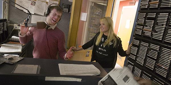 A DJ on the air at WSBU-FM Radio